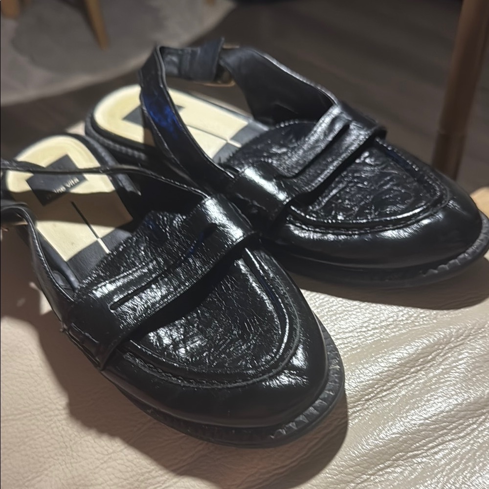 Glossy Black Patent Leather Loafers Flats